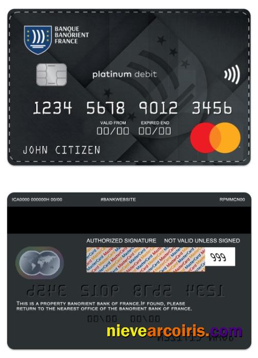 France Banorient France Bank platinum debit mastercard